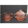 Image 6 : (8) Pink Depression Glass Items - Fairy Light, (2) Cream and Sugar Sets, Etc.