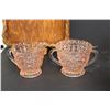 Image 7 : (8) Pink Depression Glass Items - Fairy Light, (2) Cream and Sugar Sets, Etc.