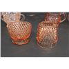 Image 8 : (8) Pink Depression Glass Items - Fairy Light, (2) Cream and Sugar Sets, Etc.