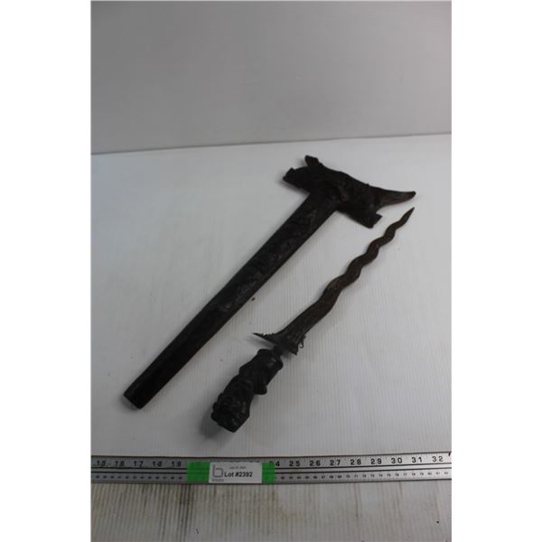 Ornate Hand Carved Sword and Sheath