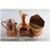 Image 1 : Vintage Copper Coffee Pot, Urn, Mug, Flour Cannister