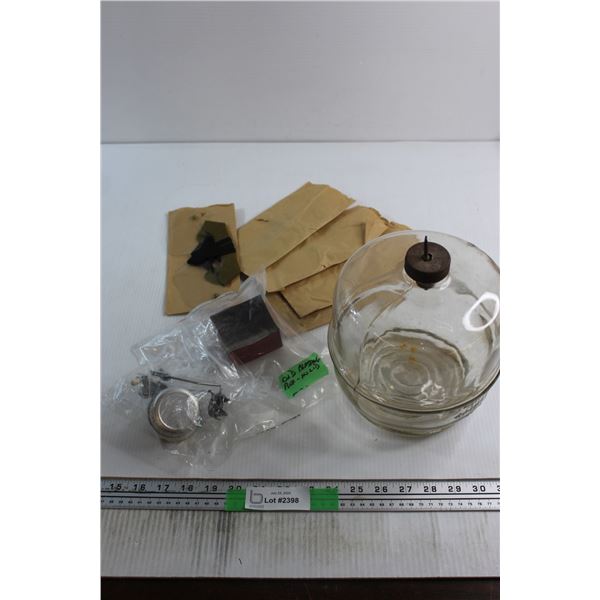 1914 Fuel Bottle, (5) Army Issued Protective Visors and Empty Blasting Cap Box