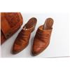Image 2 : Hand Tooled Leather Bag (Mexico) and Leather Slides - Size 6