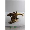Image 1 : Brass Dolphin Statue (w/ Patina)