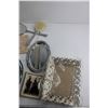 Image 3 : Vintage Vanity Items - Frames, Brush Set, Trinket Trays, Etc.