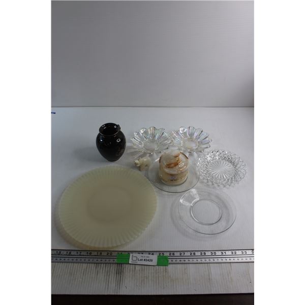 Fenton Glass Serving Plate and Misc.