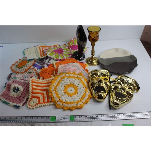 Candle Holder, Masks, Vase and Misc.