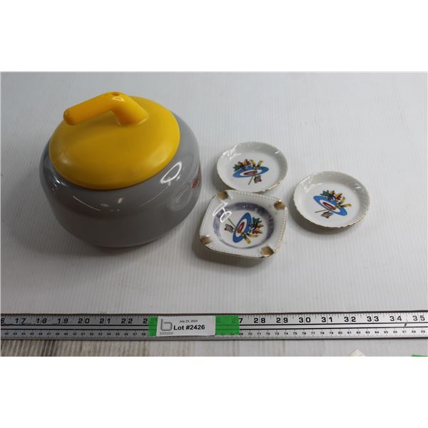 (3) Ashtrays and The Orleans Bucket Curling Rock