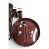 Image 3 : Vintage Traveling Bar Case -Tray with Bottle Stoppers, Glasses and