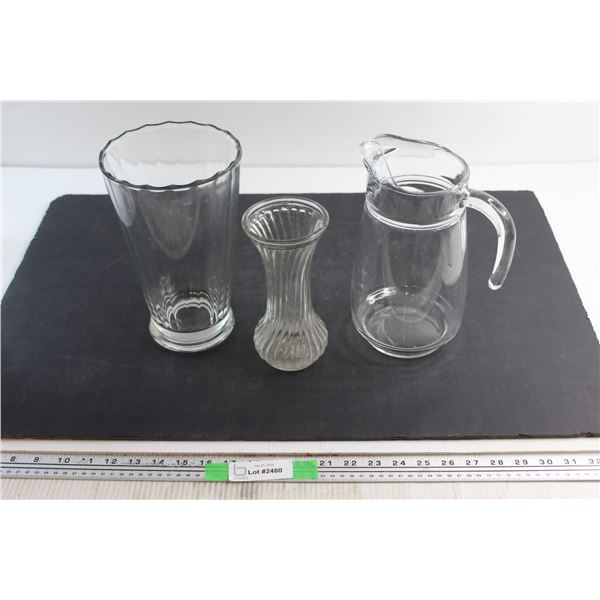 (2) Vases and Pitcher