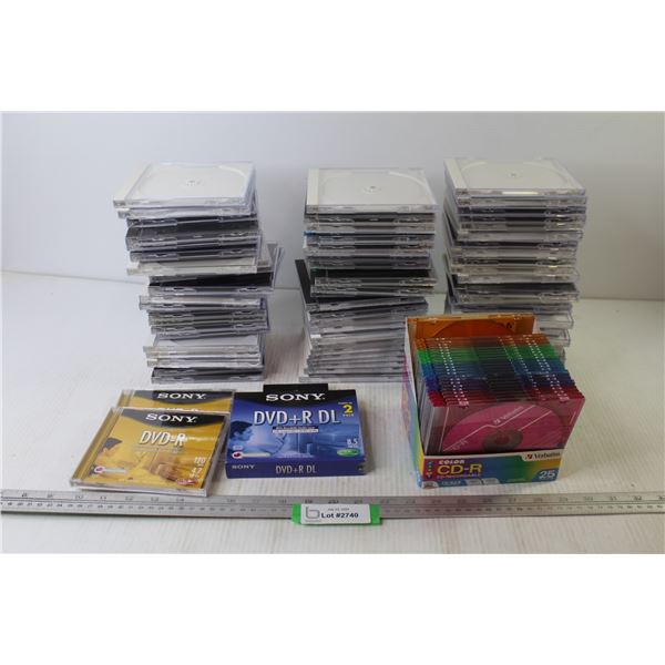 (92) Empty CD Cases, (23) CD-R Disks, (4) DVD-R Disks