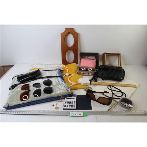 (3) Sets of Clip-on Sunglasses - Musical Baoding Balls - Calculator - (2) Heating Pads (untested) - 