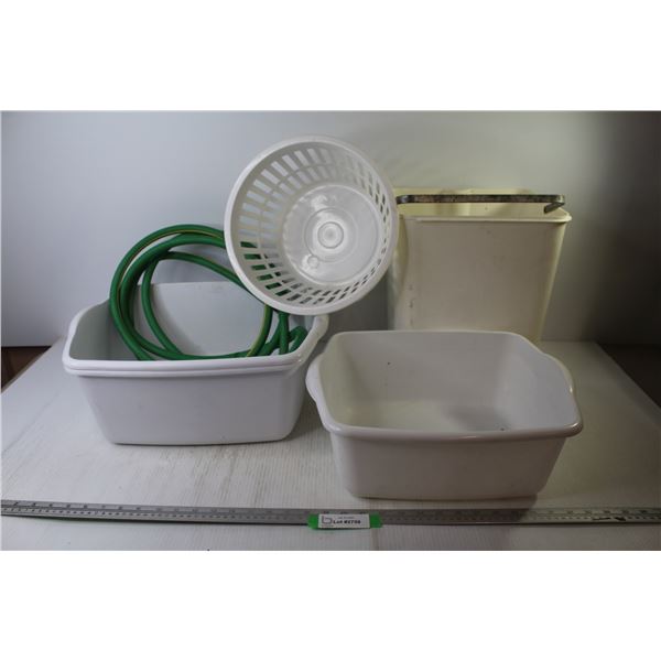 Plastic Basket - Plastic Sterilite Containers - Plastic Container w/Handle - Cut Off Hose