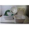 Image 1 : Plastic Basket - Plastic Sterilite Containers - Plastic Container w/Handle - Cut Off Hose