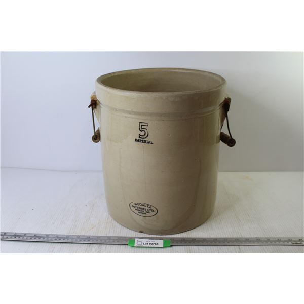 *5 Gallon Imperial Crock w/Wire Handles (has cracks)