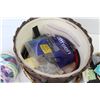 Image 4 : Round Sewing Basket w/Contents - Laundry Basket