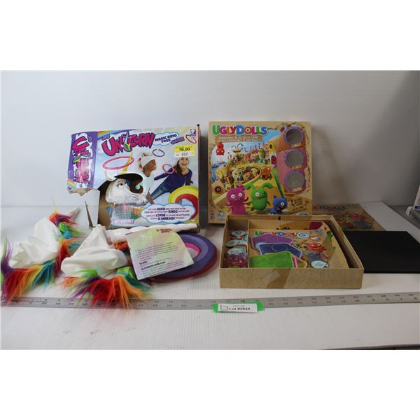 (2) Board Games - Ugly Dolls, Unicorn Magic Ring Toss Game - As Is