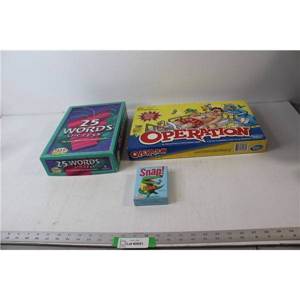 (3) Games - Operation, 25 Words or Less, Snap - As Is