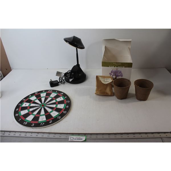 Desk Lamp - Works, Dartboard - As Is, Sow and Grow Seed Starter Kit - As Is