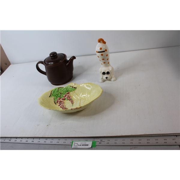 CarltonWare Bowl, Tea Pot, Dog Piggy Bank - All As Is