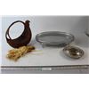 Image 1 : Silver-plated Footed Tray, Flower Frog, Wicker Basket, Decorative Maze