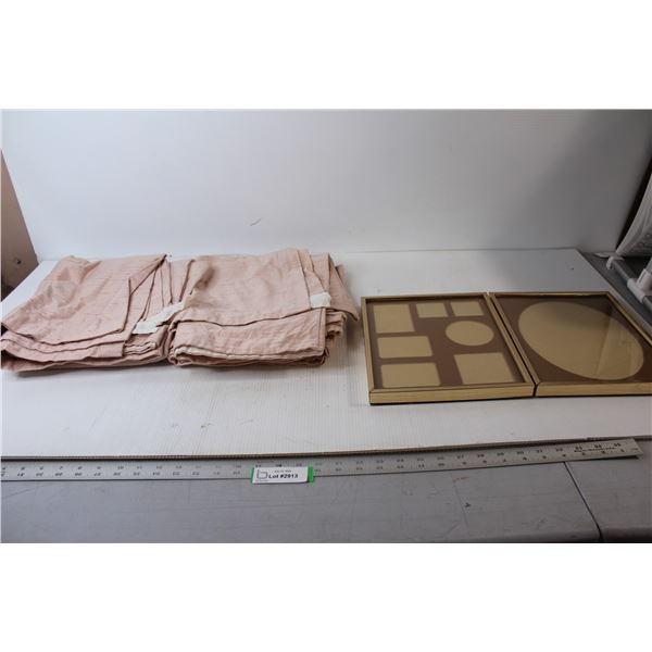 Picture Frame 18 1/2" x 11 1/4", (4) Restaurant Barrier Curtains