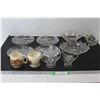 Image 1 : (7) Glass Trays/Bowls, Pair of Glass Cream and Sugar, Pair of Ceramic Cream and Sugar