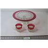 Image 1 : Cranberry Glass Platter and Cream and Sugar