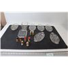 Image 1 : (6) Glass Trays/Bowls, Glass Butter Dish, (4) Pairs of Wooden Salt and Pepper Shakers