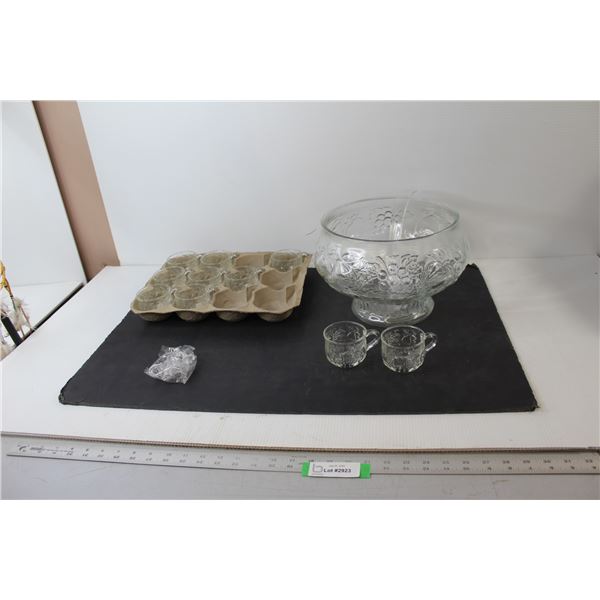 Punch Bowl with Cups - Missing Two Cups