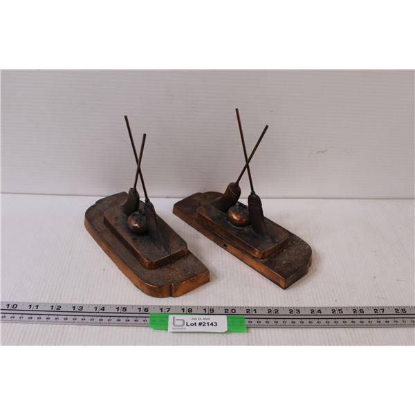 Curling Themed Book Ends Set - 7.5" x 9"