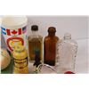 Image 3 : Lot: (8) Vintage Glass Medicine Jars w/Contents, (8) Vintage Cloth Dyes, Plastic Coca Cola Glass, Mi