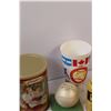 Image 4 : Lot: (8) Vintage Glass Medicine Jars w/Contents, (8) Vintage Cloth Dyes, Plastic Coca Cola Glass, Mi