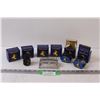 Image 1 : (6) Waterman's Blue Ink Glass Jar in Boxes w/Glass Letter Holder (1) Black Ink Jar, as is