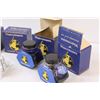 Image 2 : (6) Waterman's Blue Ink Glass Jar in Boxes w/Glass Letter Holder (1) Black Ink Jar, as is