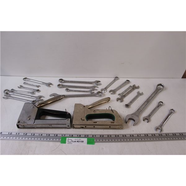 (2) Staple Guns, Imperial & Metric Wrenches (Various Sizes, Not Complete Set)