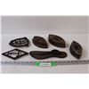 Image 1 : (3) Antique Irons, Shoemaker Foot, (2) Iron Trays