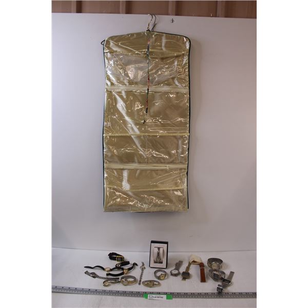 (18) Watches (as is), Closet Hanging Shoe Holder