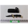 Image 1 : "Black Gold" Folding Knife in Leather Case