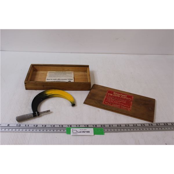 Starett Micrometer Caliper in Wooden Box