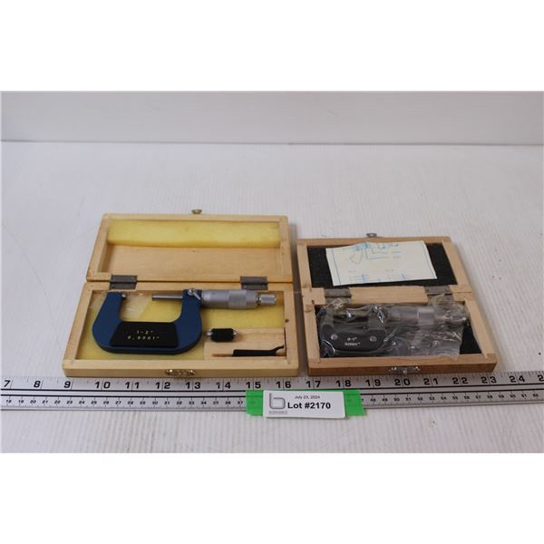 (2) Micrometer Caliper in Wooden Case