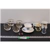Image 1 : Swan & Pear Glass Figurines, (4) Clover Glasses, Kindersley Tea Cup Set, Misc.