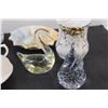 Image 2 : Swan & Pear Glass Figurines, (4) Clover Glasses, Kindersley Tea Cup Set, Misc.