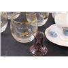 Image 3 : Swan & Pear Glass Figurines, (4) Clover Glasses, Kindersley Tea Cup Set, Misc.