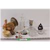 Image 1 : Glass Decanter, (3) Glass Bowls, Ballet Figurine, Turkey Jar, Glass Swan, Misc.