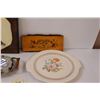Image 3 : (2) Wooden Pictures, Silver Plated Serving Tray, Plate, Misc.