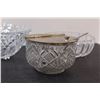 Image 2 : (1) Patterned Sugar Bowl w/Spoon (2) Clear Glass Patterned Serving Bowls