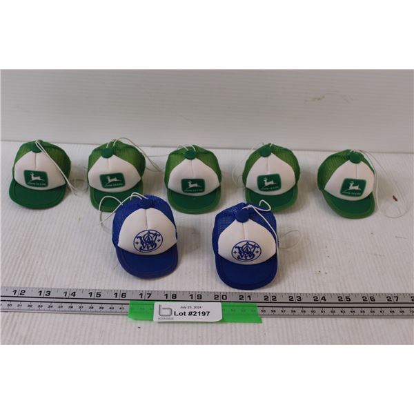 (7) Vintage Hanging Baseball Hats - John Deere and Smith & Wesson