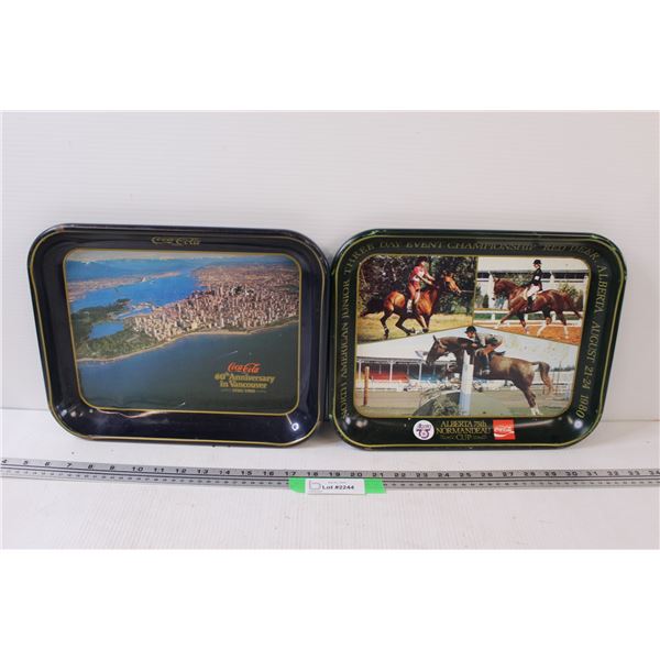 (2) Coca Cola Tin Serving Trays - 13" x 11"
