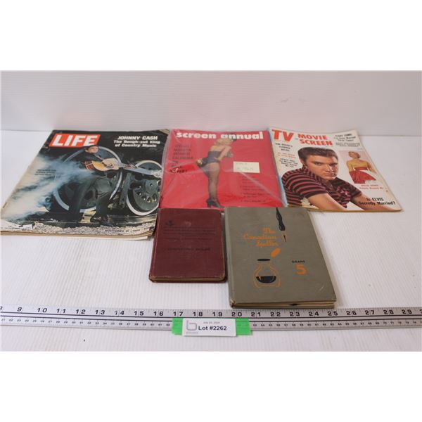 Elvis, Marilyn Monroe, Johnny Cash Magazines & (2) Vintage Books